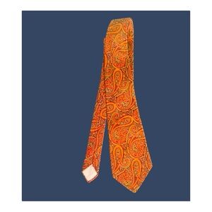 60s Paisley Silk Tie | MOD Styling Wembley Label | Caramel Color w/Red & Yellow